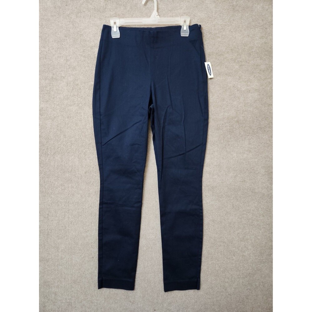 Old Navy Super Skinny Ankle Pants Womens 6 Tall Navy Blue Side Zip Stretch NEW